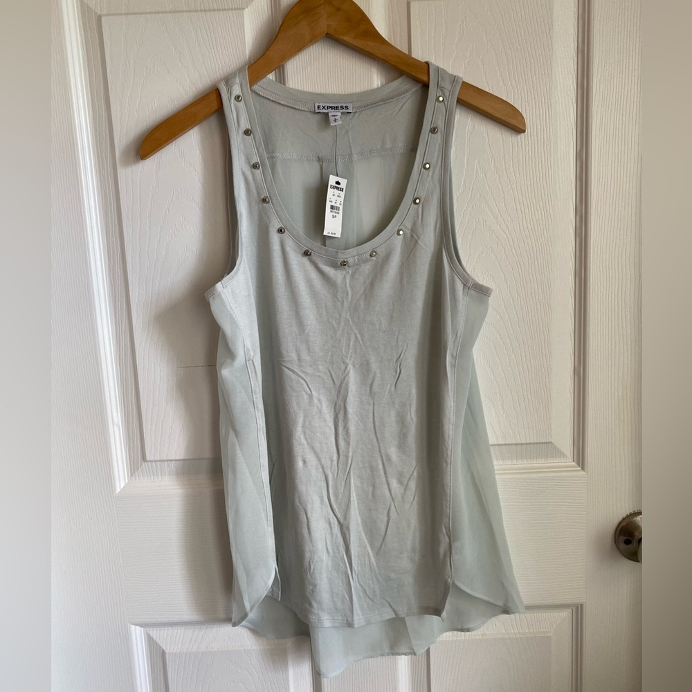 NWT Express mixed fabric dressy beaded tank top size small